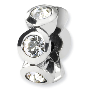 Sterling Silver April Bezel Crystal Reflections Bead REF-11156